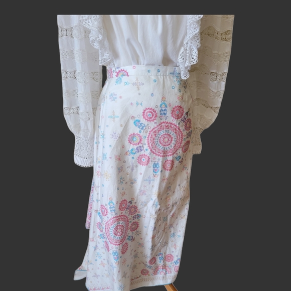 PERUVIAN CONNECTION | PIMA COTTON PRINT HANDKERCHIEF MAXI SKIRT - Picture 10 of 11